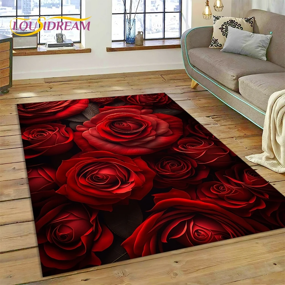 Desk Setup Girly - Bunga mawar Nordic Cinta karpet romantis