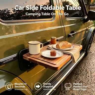 Desk Setup Wood - Meja Kayu Lipat Samping Mobil untuk