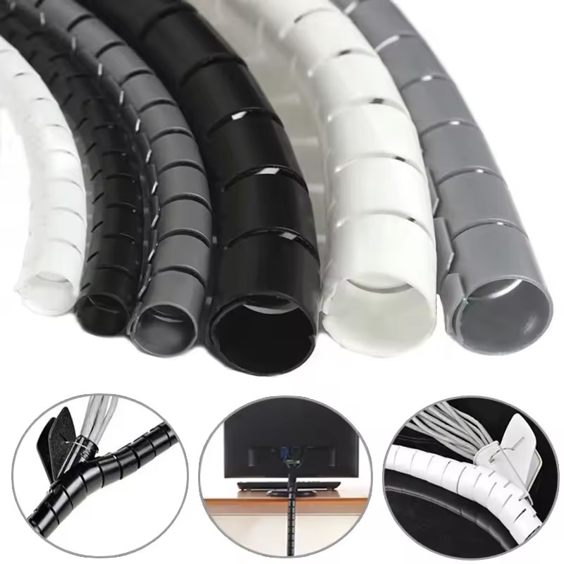 Desk Setup Cable Management - 2M/1M Pelindung Kabel Spiral Fleksibel Pengatur