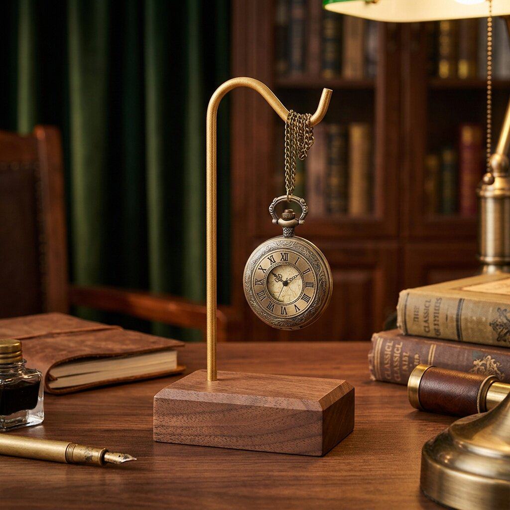 Desk Setup Wood - Rak Pajangan Jam Saku Gantung, Penyangga