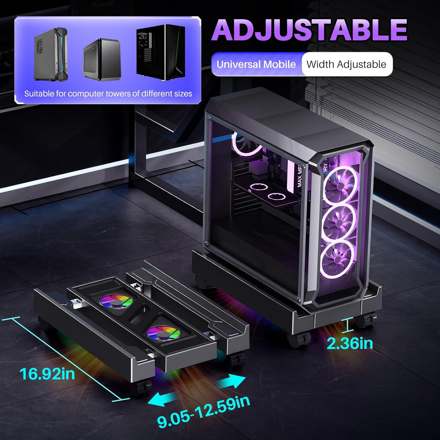 Desk Setup Rgb - Penyangga CPU Komputer yang Dapat Disesuaikan,