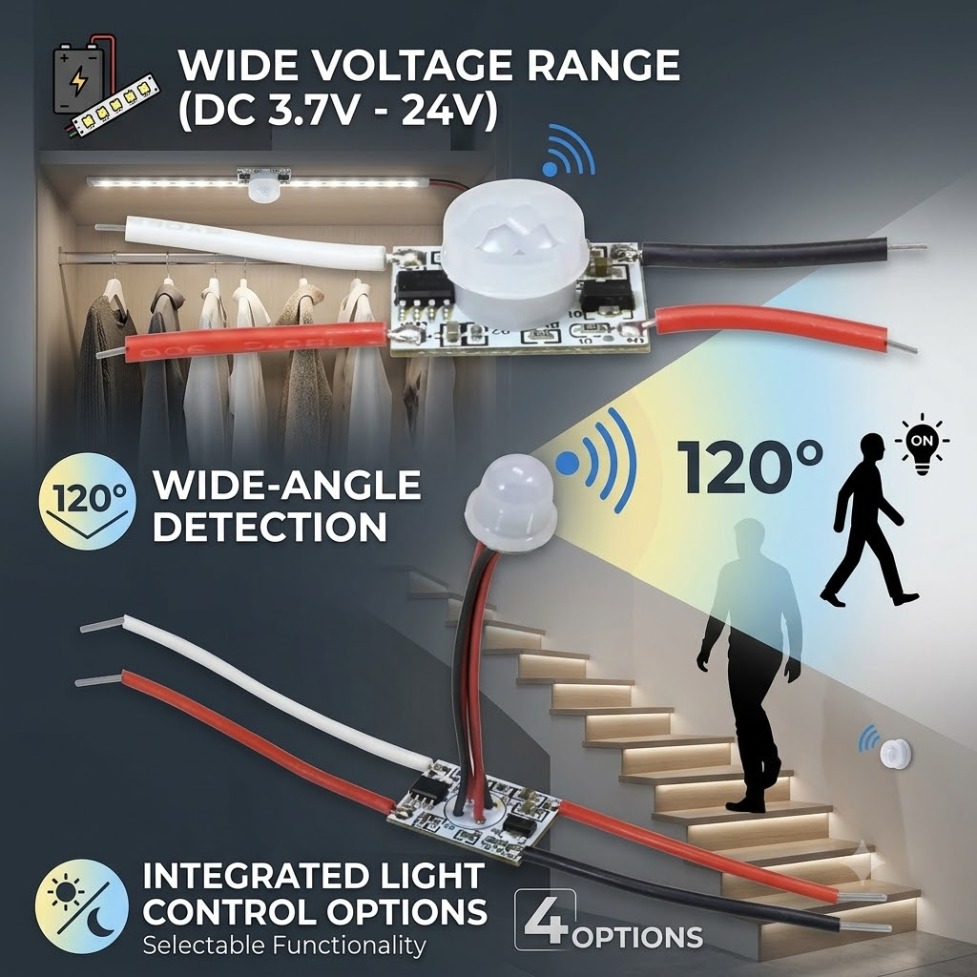 Desk Setup Led Strip - 5V/12V/24V Lampu Sensor Gerak PIR Sakelar