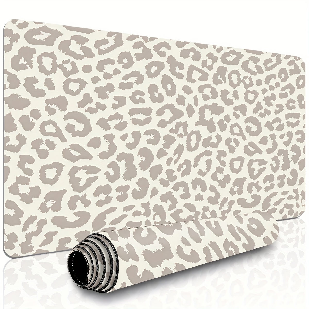 Desk Setup Beige - Alas Mouse Besar Motif Leopard Beige