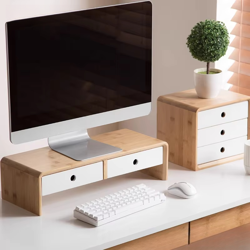 Desk Setup Living Room - Penyangga Monitor Laptop Bambu Ramah Lingkungan