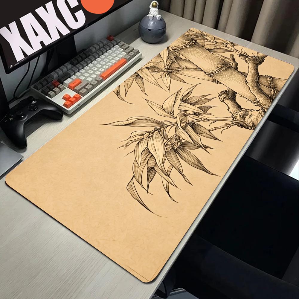 HYBXAXC Bamboo Line Art Mouse  - Desk Setup Beige ulasan dan harga