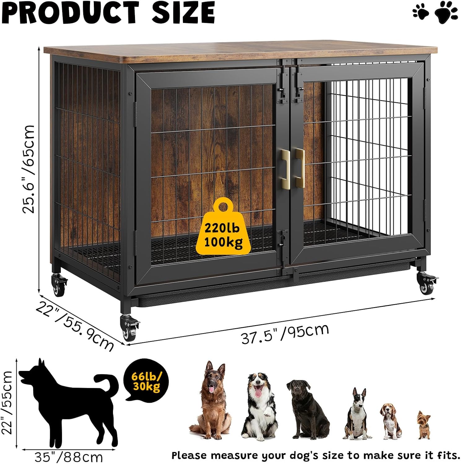 Kandang Anjing Kayu 37,5 Inci  - Desk Setup Wood ulasan dan harga