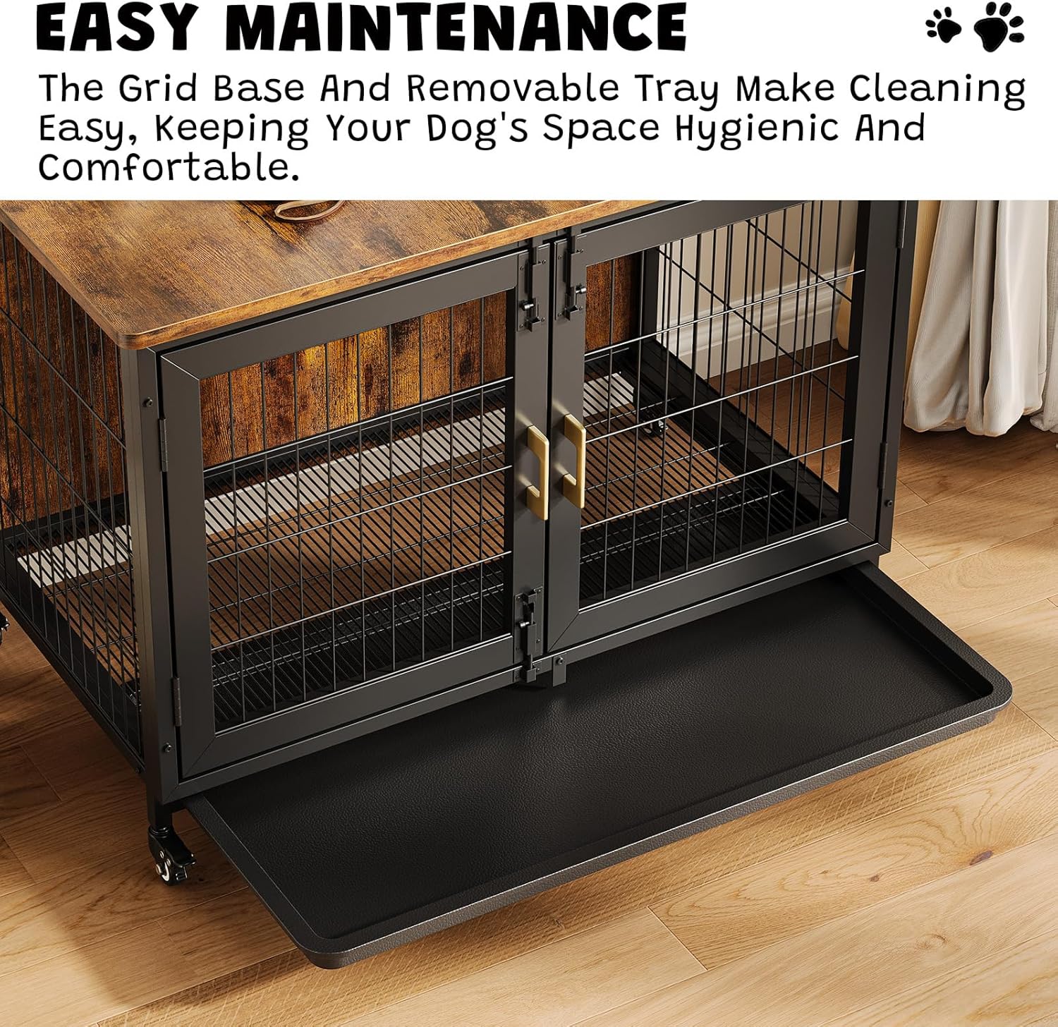 Kandang Anjing Kayu 37,5 Inci  - Desk Setup Wood ulasan dan harga