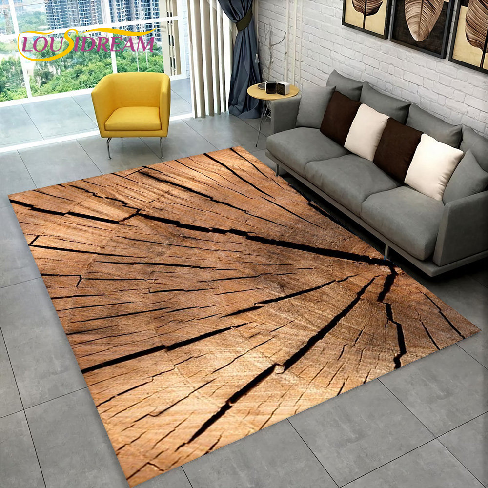 Karpet Area Retro motif kayu 3 - Desk Setup Girly ulasan dan harga