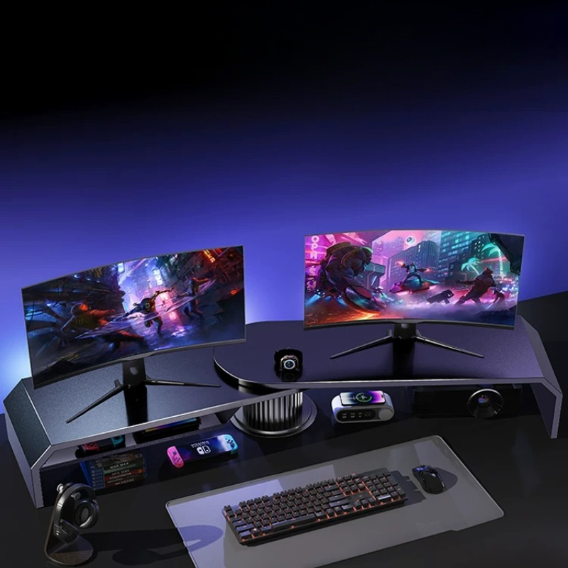 Penyangga Monitor Ganda untuk  - Desk Setup Living Room ulasan dan harga
