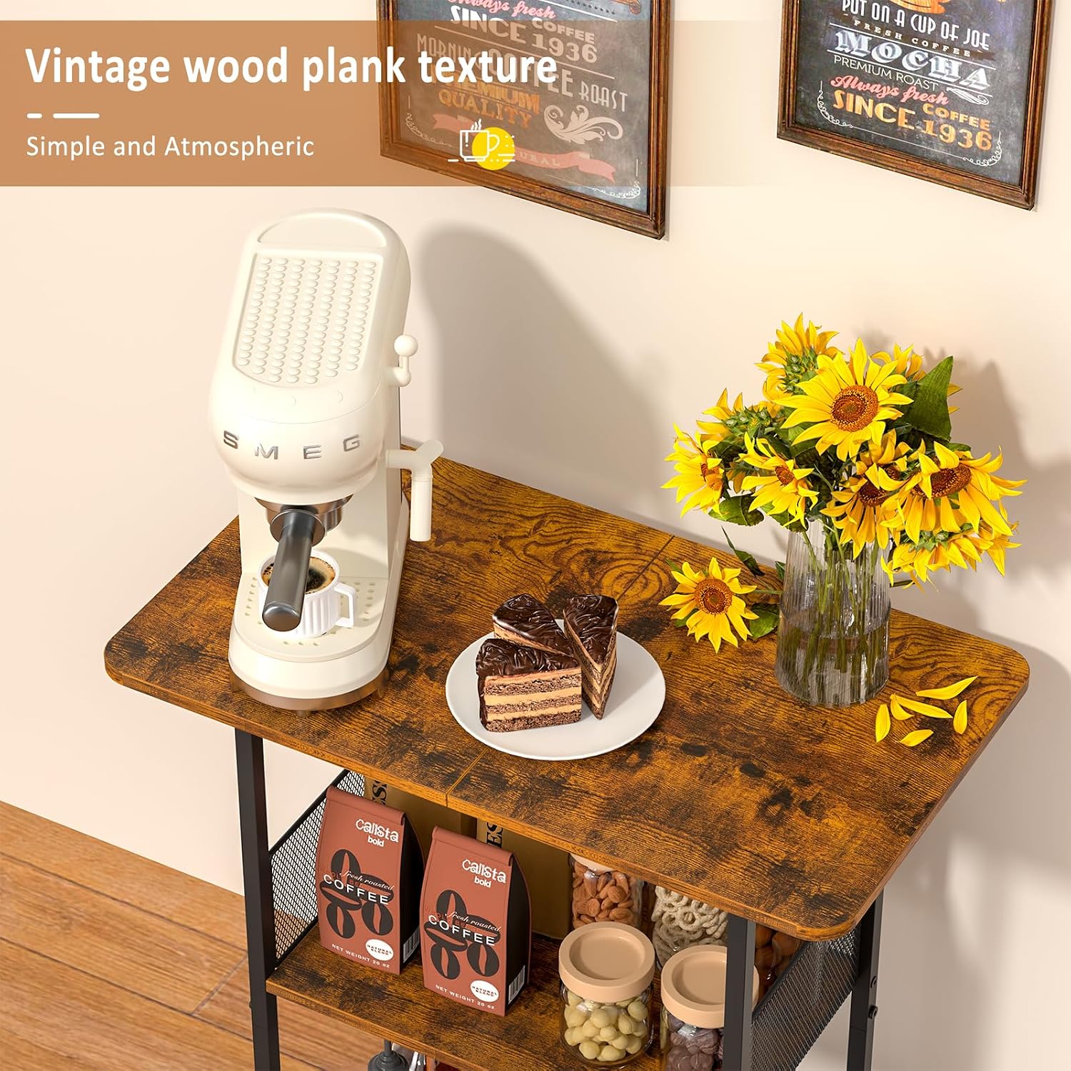 Rak Bar Kopi Mini Berdiri, Mej - Desk Setup Wood ulasan dan harga