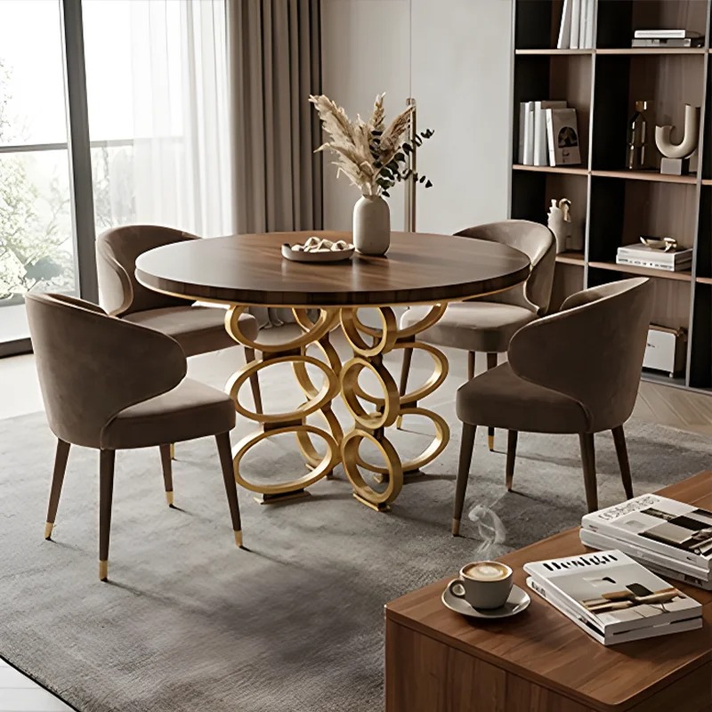 Meja Makan Bundar Mewah Gaya R - Desk Setup Wood ulasan dan harga
