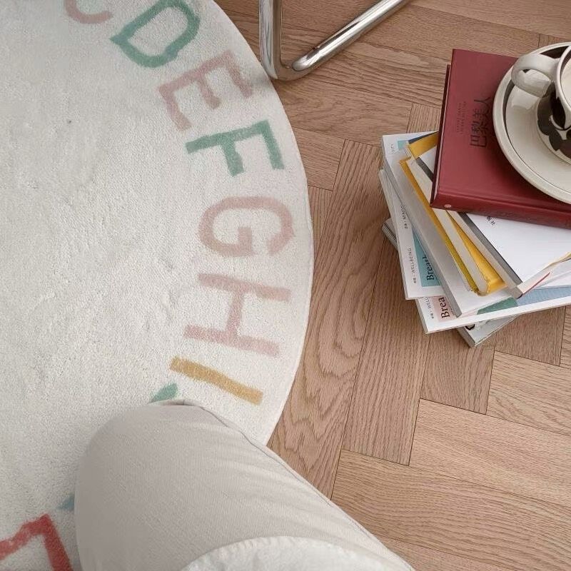 Karpet Berbulu Bundar untuk Ru - Desk Setup Girly ulasan dan harga