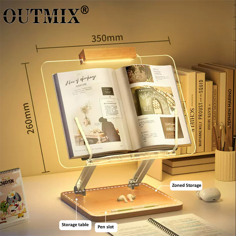 Stand Baca Kayu dengan Lampu A - Desk Setup Wood ulasan dan harga