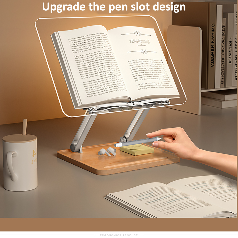 Stand Baca Kayu dengan Lampu A - Desk Setup Wood ulasan dan harga