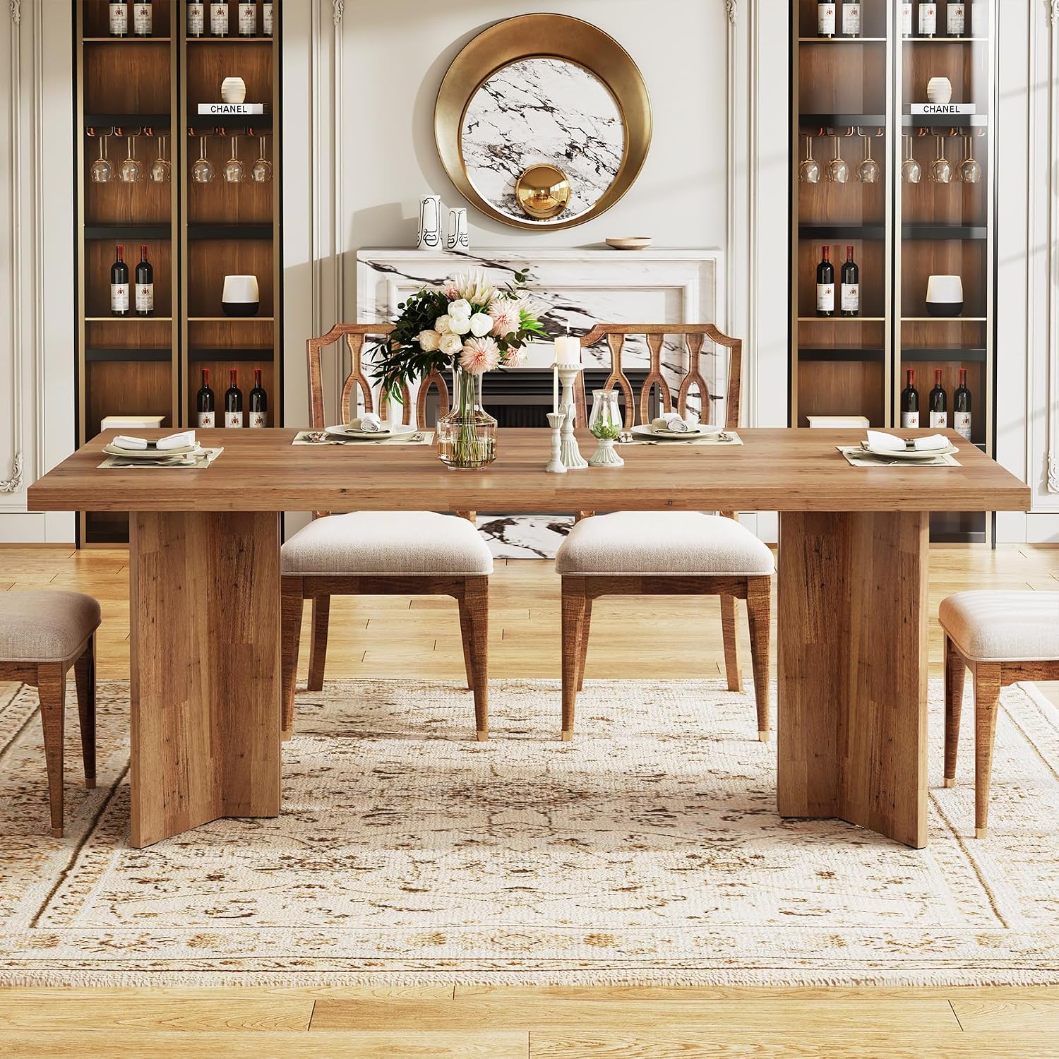 Meja Makan Kayu Persegi Panjan - Desk Setup Living Room ulasan dan harga