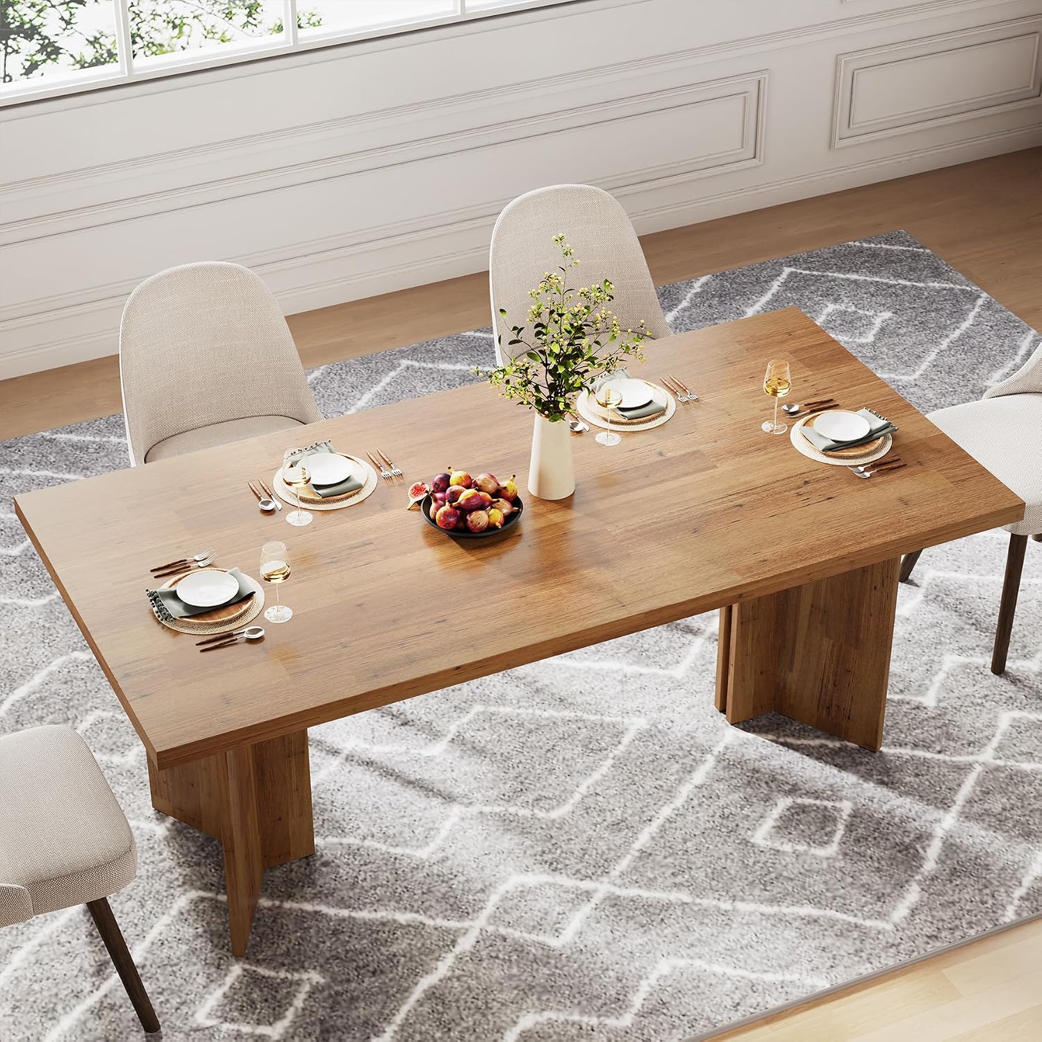 Meja Makan Kayu Persegi Panjan - Desk Setup Living Room ulasan dan harga